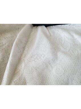 Material  White Netting Lace  Big Flowers 80" x 56"  Cotton Dress Crafting